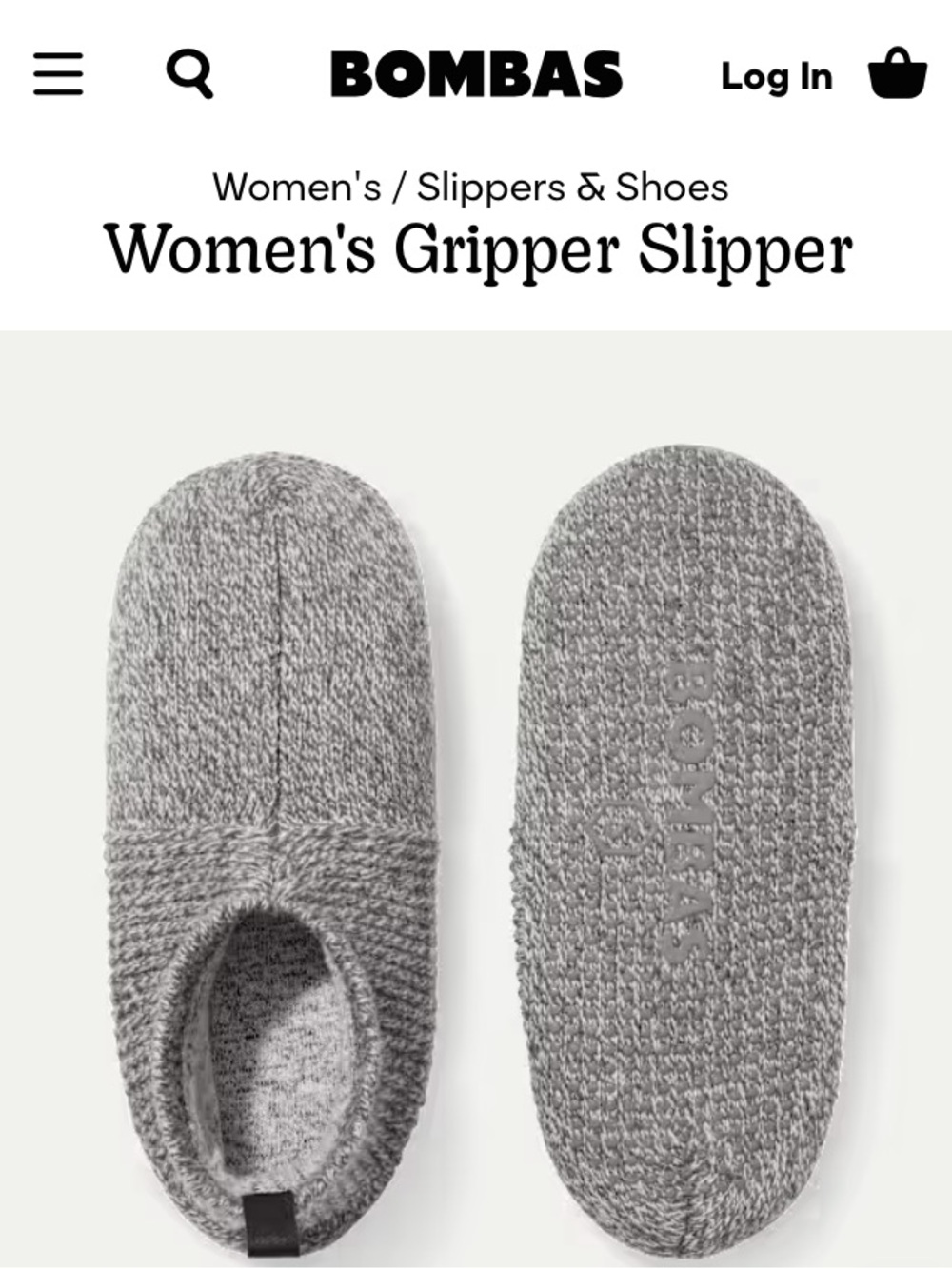Bombas Women's Gripper Slippers - Heather Gray